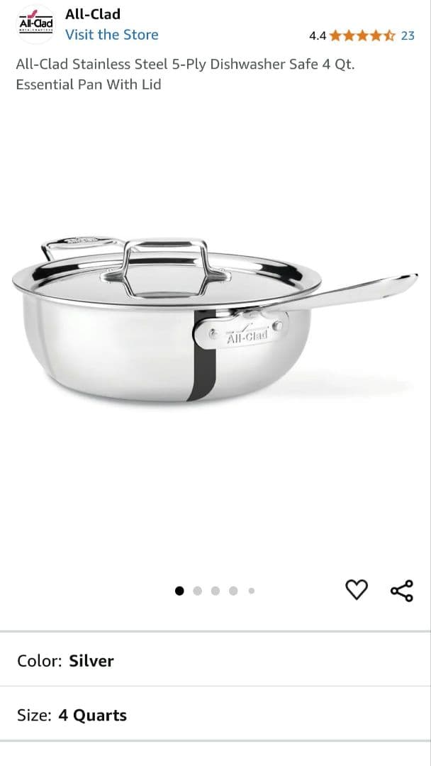 ALL-CLAD D5 5-PLY ２８ センチ ステンレス 蓋付きフライパン