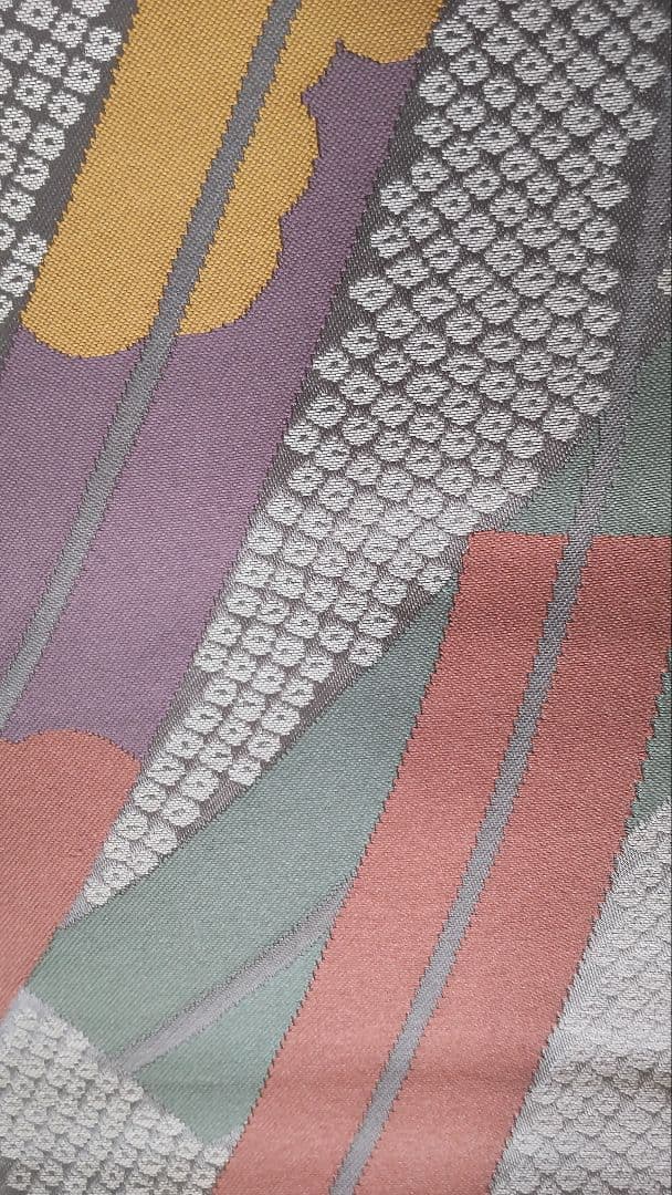 正絹 全通 袋帯 グレー系