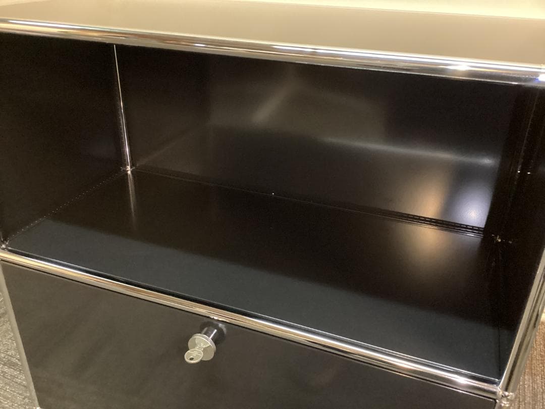 鍵付き　USMハラー ２段 オープンキャビネット シェルフ ブラック プルダウン