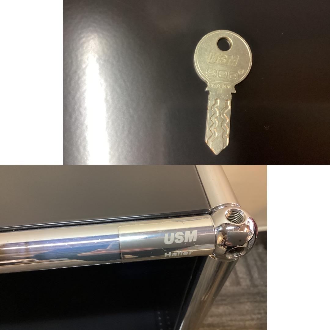 鍵付き　USMハラー ２段 オープンキャビネット シェルフ ブラック プルダウン