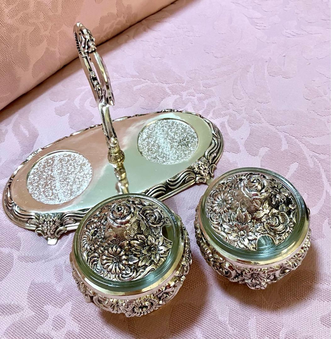 上品な輝き☆アンティーク シュガーポットスタンドセット / 薔薇 ローズ 日本製