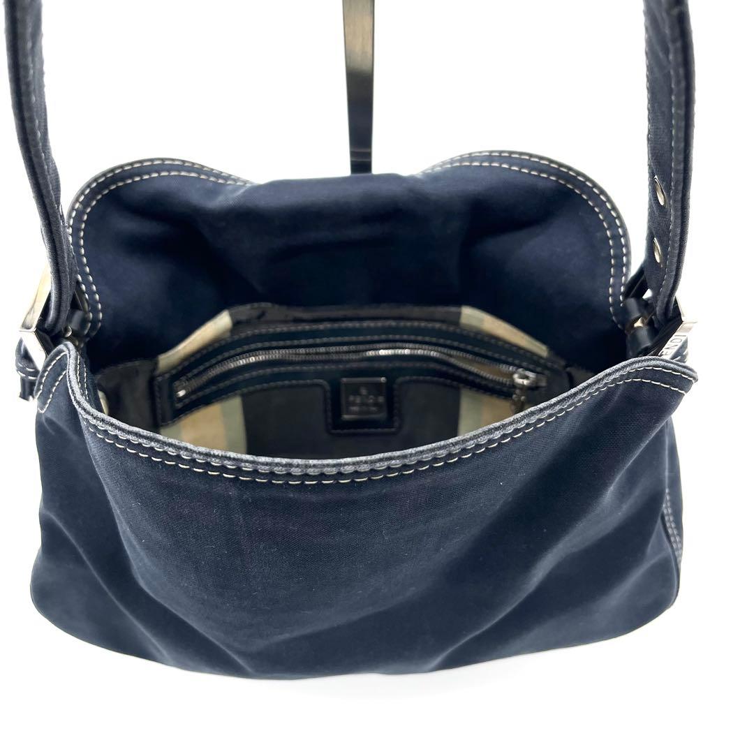FENDI フェンディ マンマバケット マーブル デニム ショルダーバック 濃紺