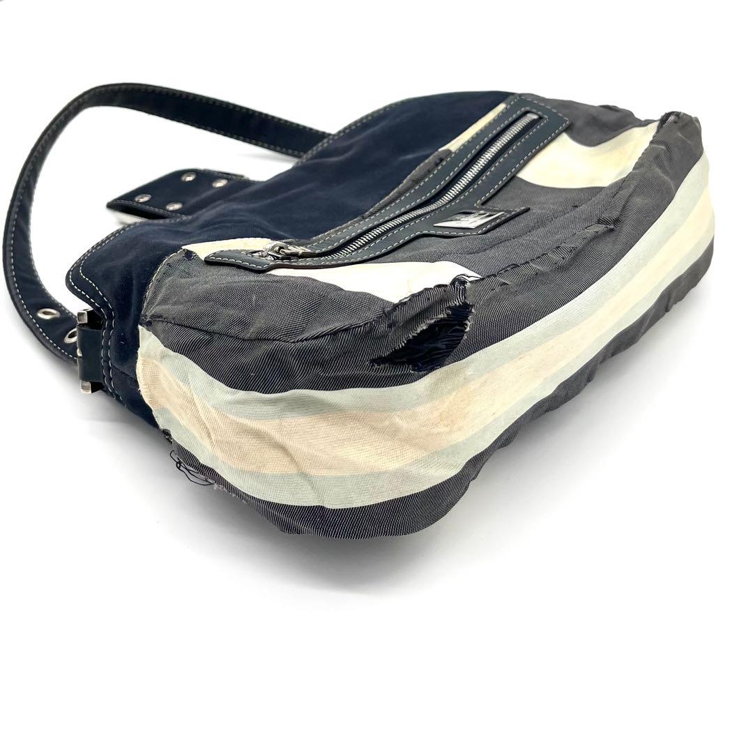 FENDI フェンディ マンマバケット マーブル デニム ショルダーバック 濃紺