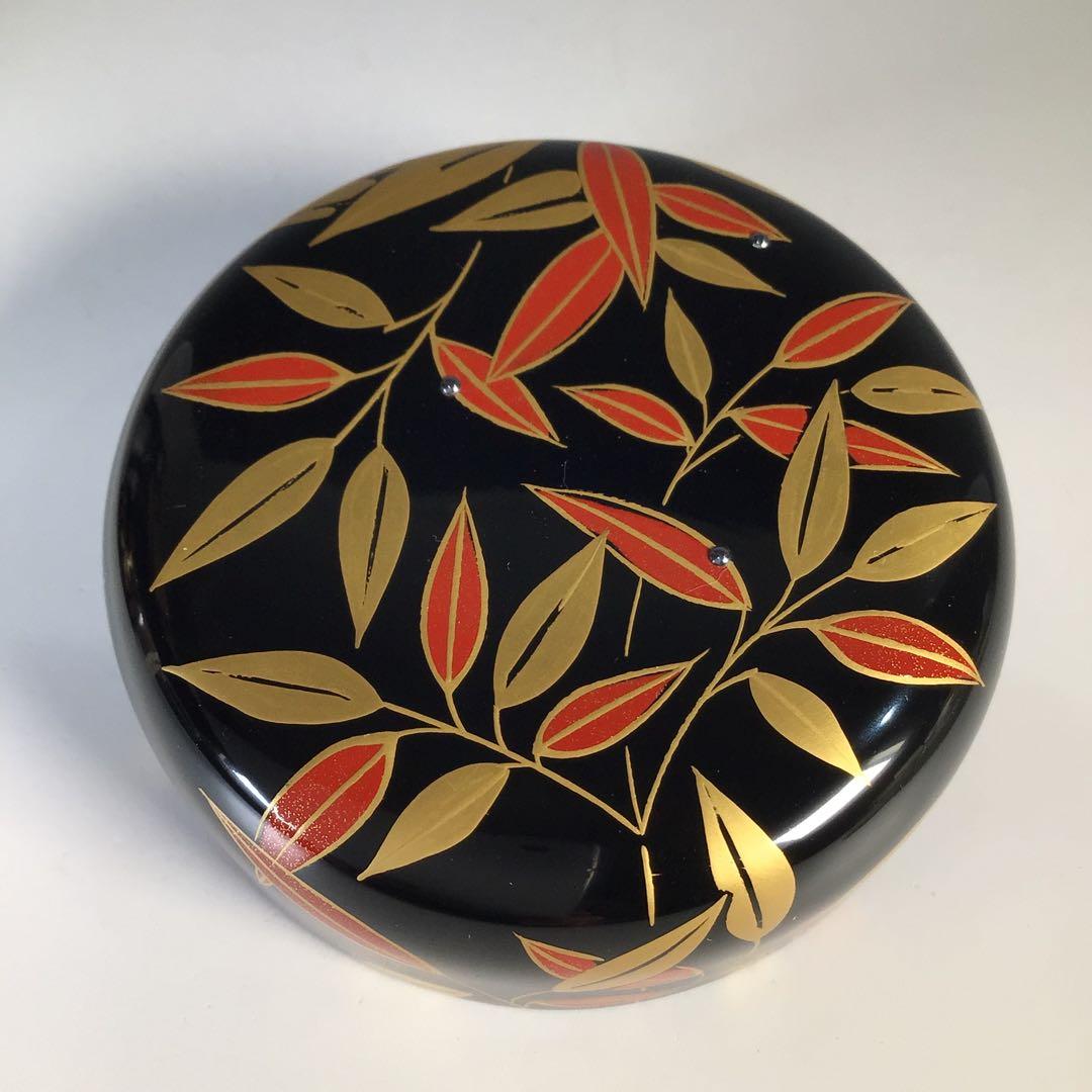 Ｍ３９４　棗　『蒔絵師　中出松峰作』『利休好』『笹蒔絵』『中棗』　共箱　茶道具