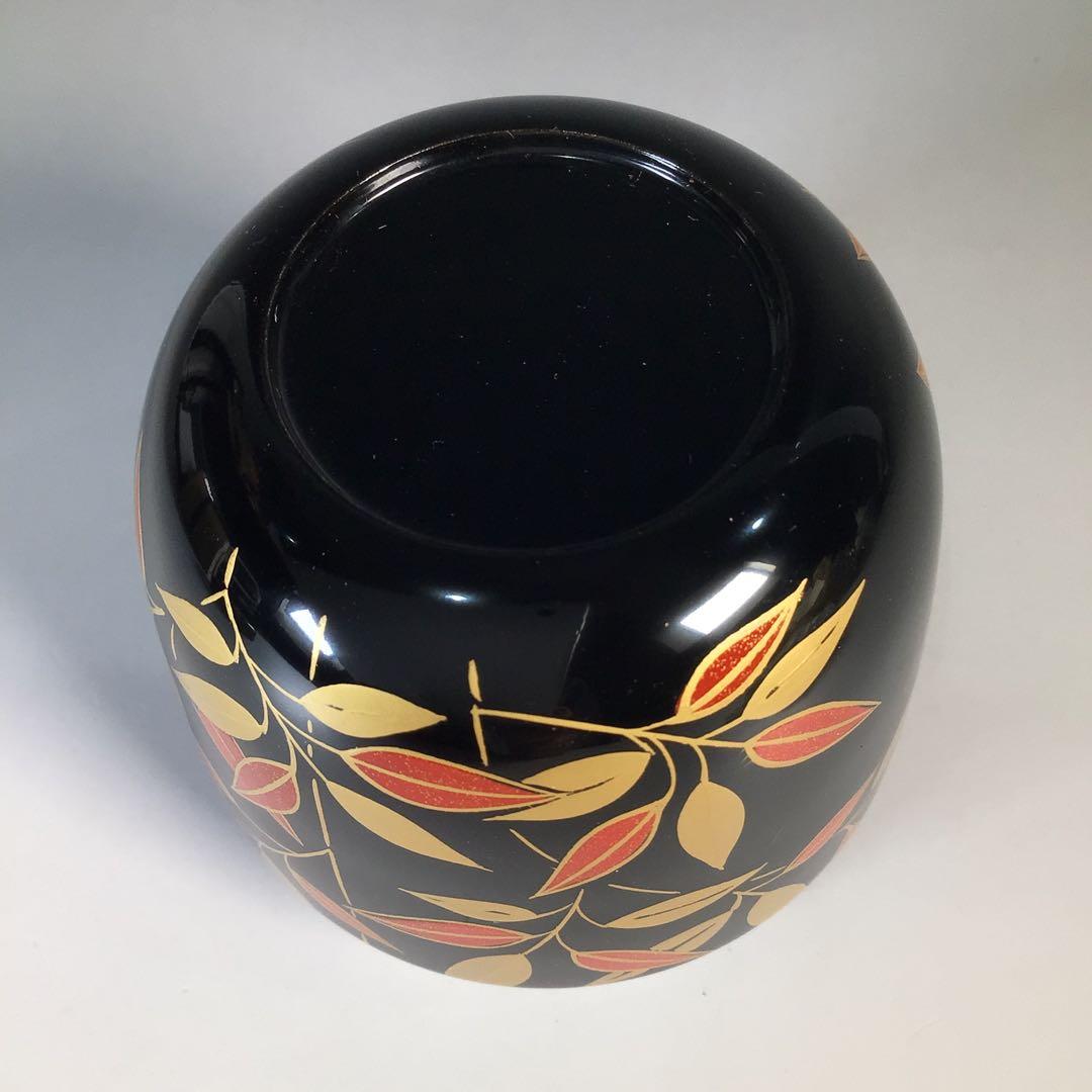 Ｍ３９４　棗　『蒔絵師　中出松峰作』『利休好』『笹蒔絵』『中棗』　共箱　茶道具