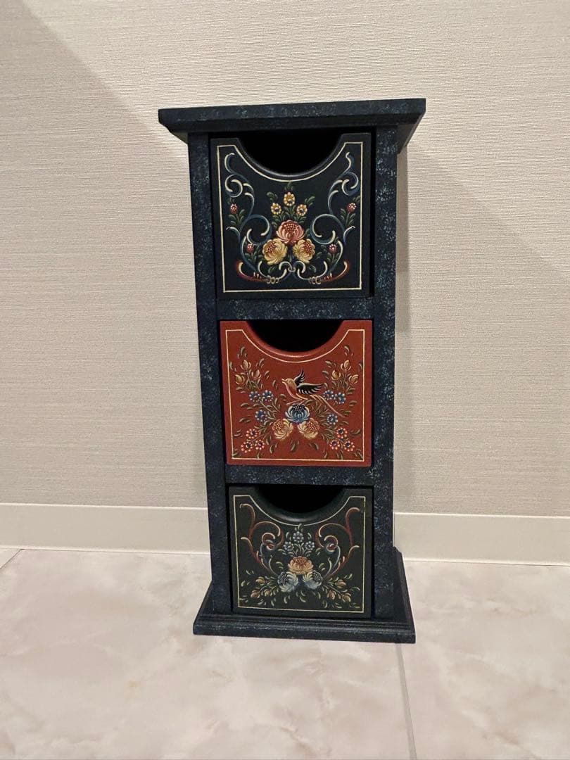 トールペイント：ヒンデローペン　3段引き出し収納BOX