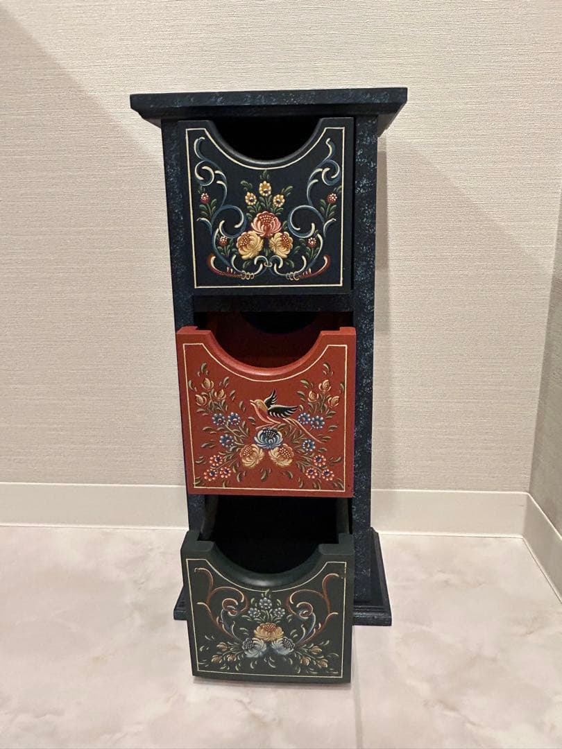 トールペイント：ヒンデローペン　3段引き出し収納BOX