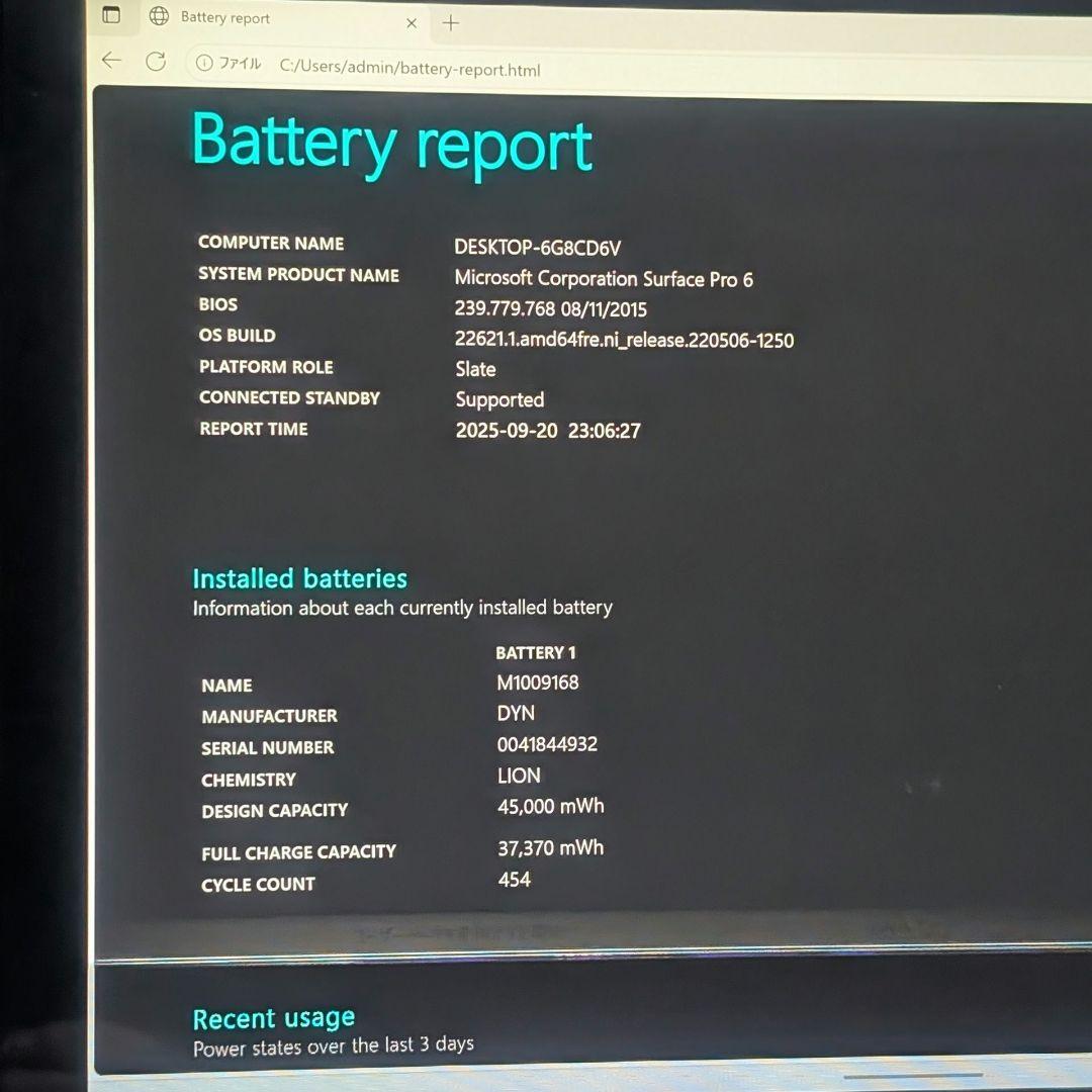 不具合ありSurface Pro 6 Win11 i5 8GB 256GB