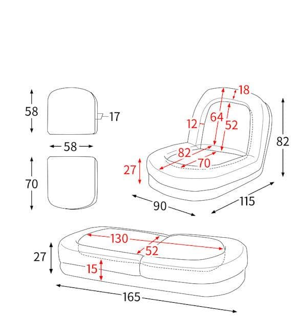 北欧風 １８段階リクライニング式 ３Ｗａｙソファーベッド フロアチェア（281）