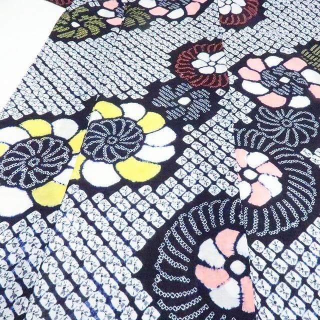 専用Y3423◆美品 有松鳴海絞り 綿 居敷当て付 手縫い 高級浴衣