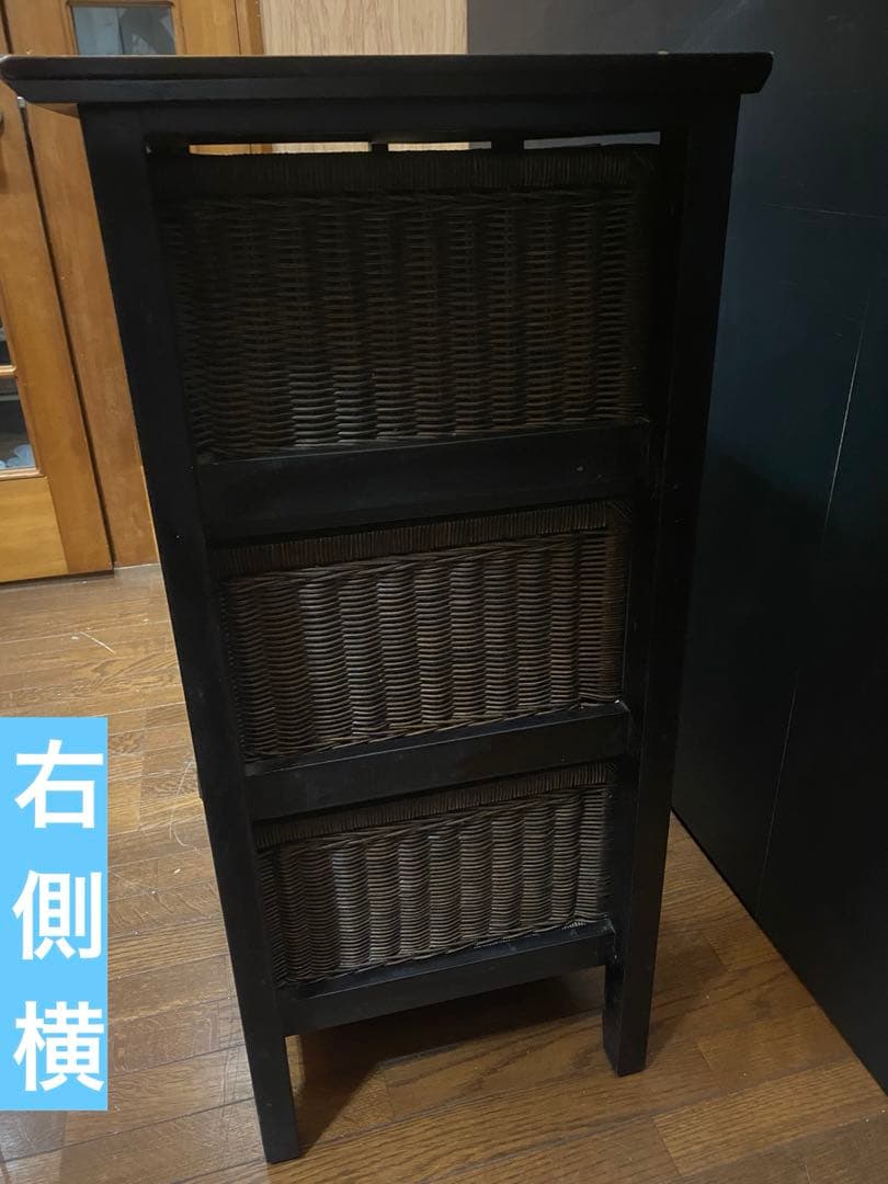 アジアン♦️ラタン チェスト♦️ダークブラウンラタン×ブラック♦️補償付♦️送料込