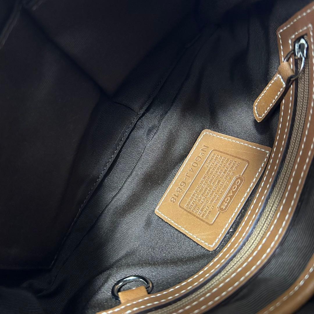 【美品】コーチ 6818 ソーホー シグネチャー ジャガー ワンハンドバッグ 茶