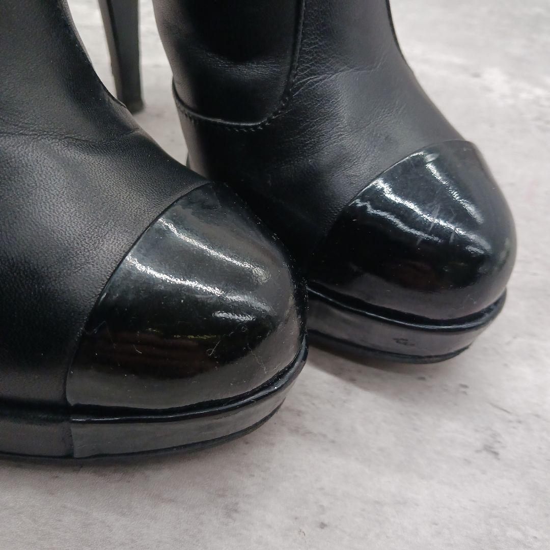 ✨美品✨ シャネル ココマーク レザー ブーティ ブラック 35C サイドジップ