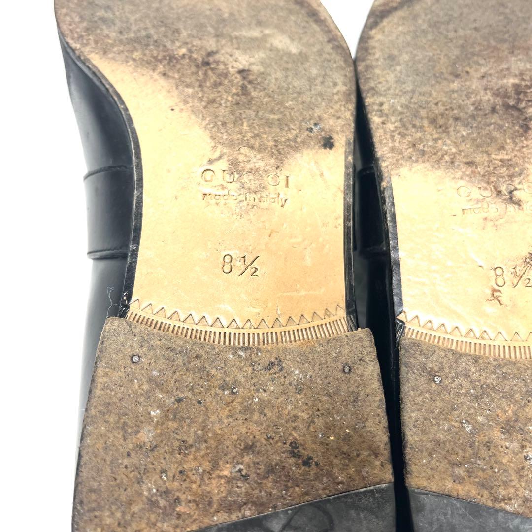 【美品】 GUCCI グッチ GGロゴ ベルト ローファー 26.5cmブラック