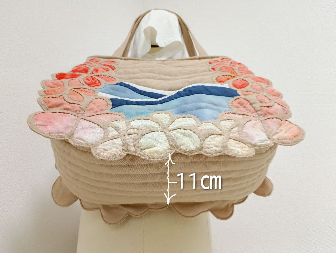 ハワイアンキルト　ハンドメイド　プルメリアトートバッグ