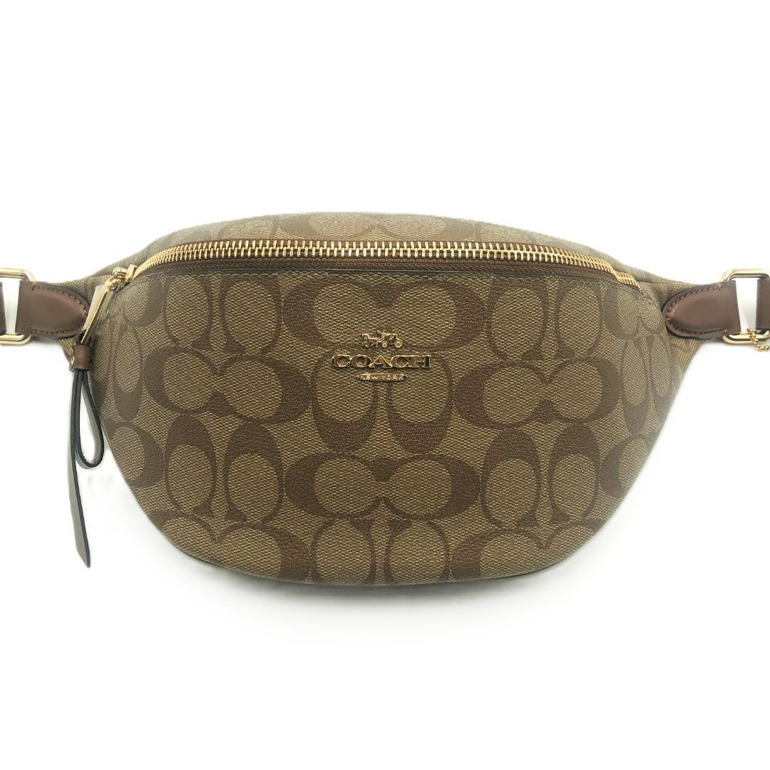 【未使用】COACH　ブラウン　レザー　PVC　ボディバッグ　ウエストポーチ