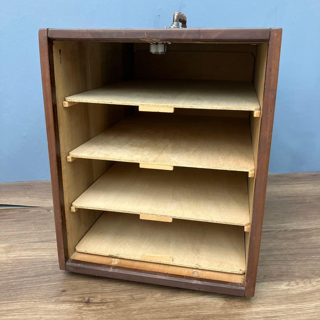 E-3 希少 彫刻 竹林デザイン 木製 4段 収納ボックス 小引き出し 収納