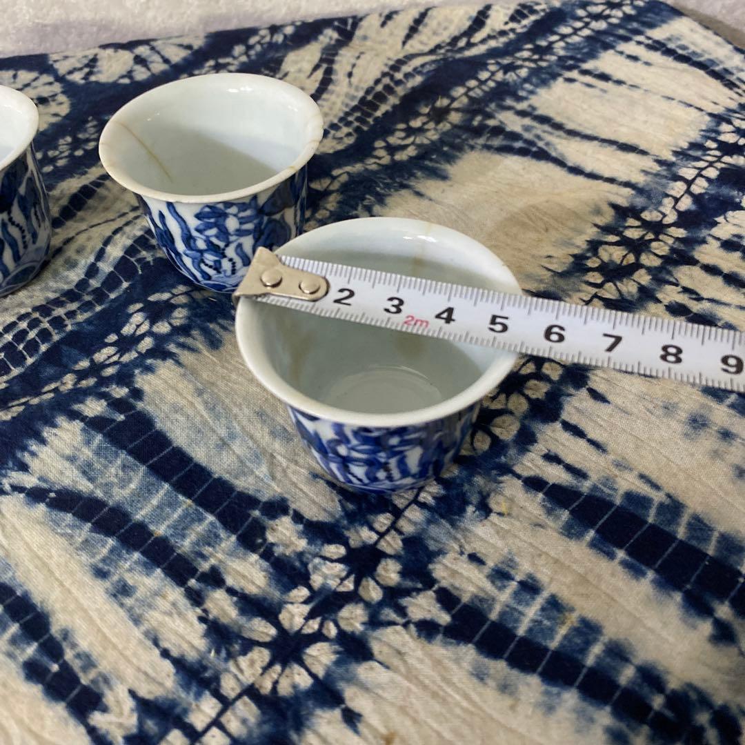 華中亭　道八　染付煎茶碗　4客