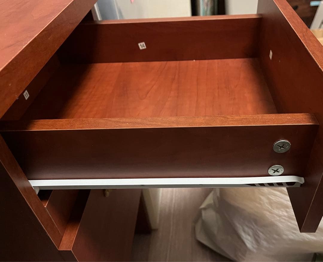 木製 デスク 120cm チーク風 引き出し ミッドセンチュリー 北欧 在宅