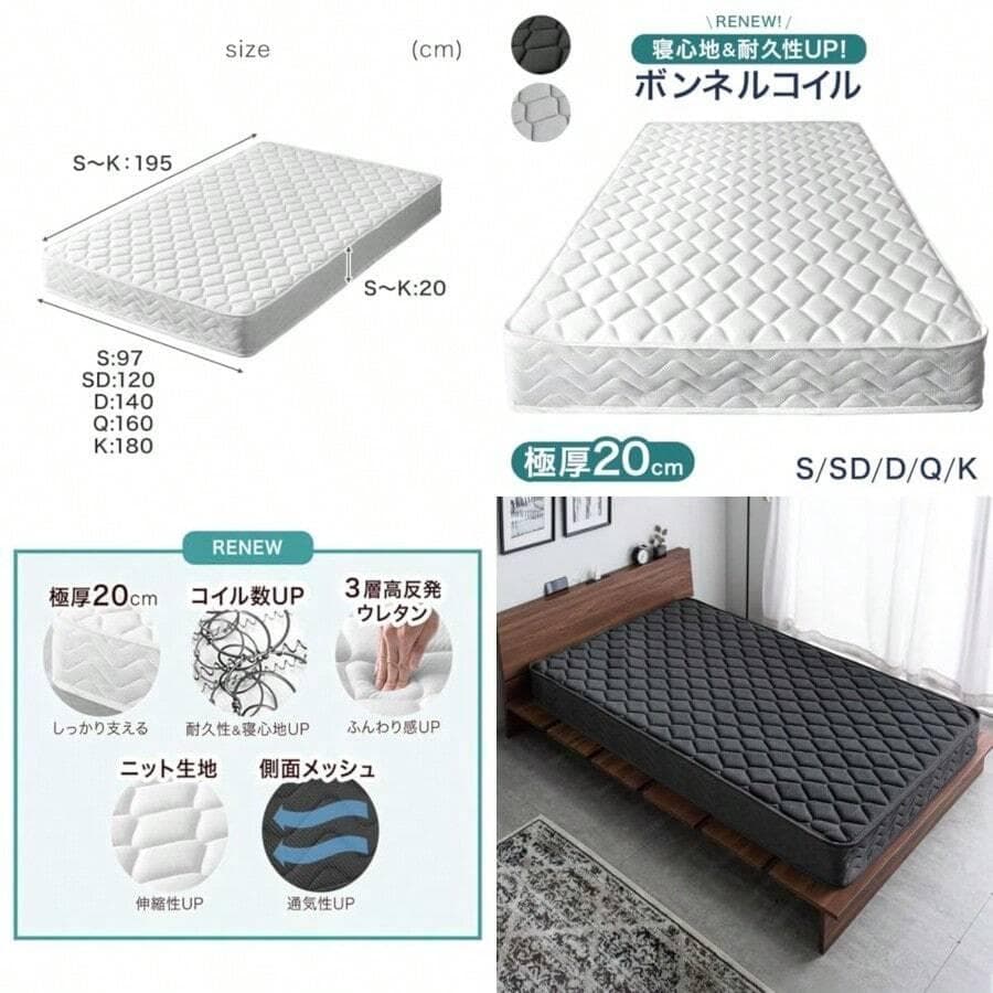 セミダブル ボンネルコイルマットレス 496個