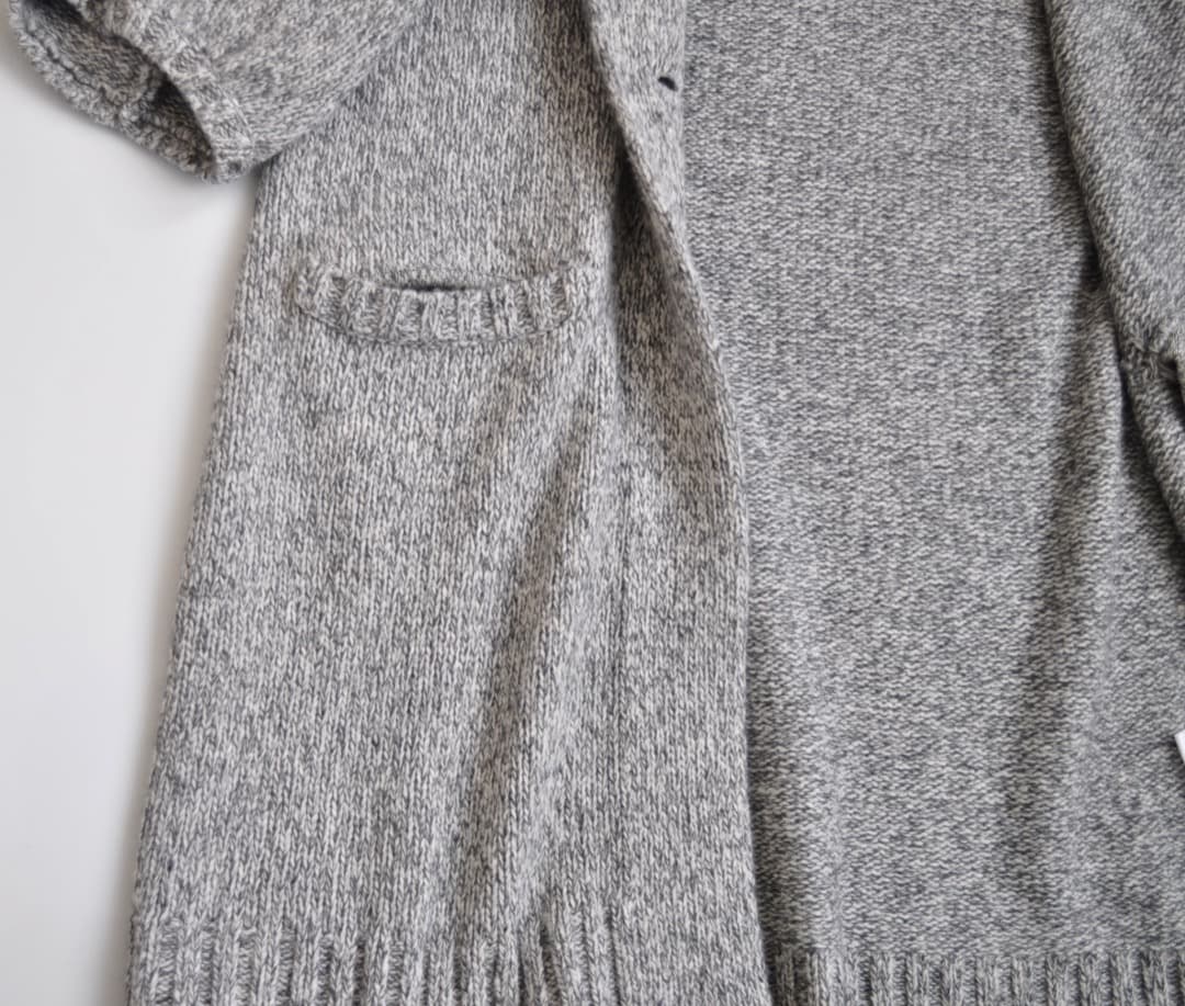 ヨシエイナバ ♡ ウールカシミヤ ロングニットカーディガン 杢グレー