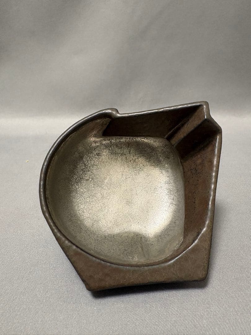 【値下】山下幾太郎　鉄黒プラチナ彩幾何ぐい呑