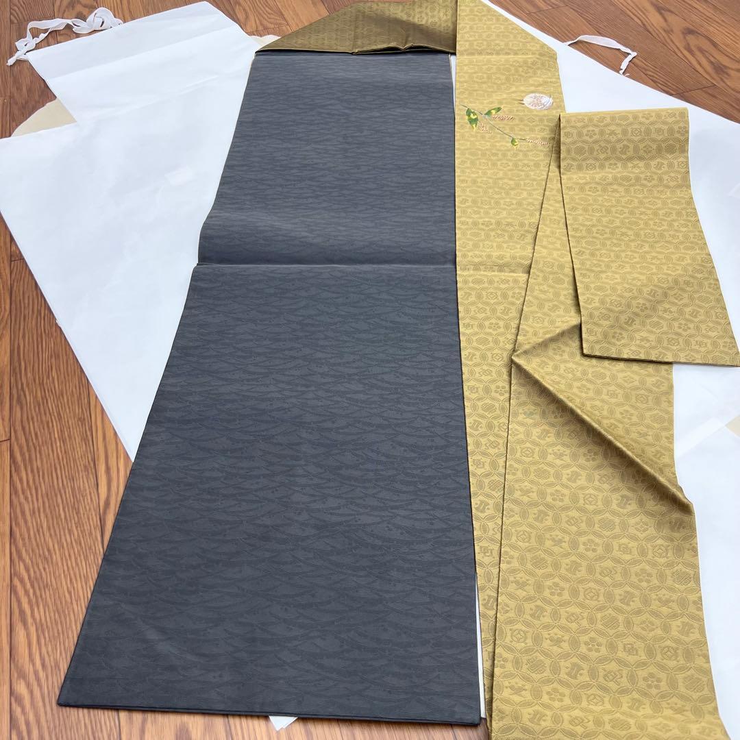 未使用　9寸名古屋帯 刺繍　うずら　吉祥文様