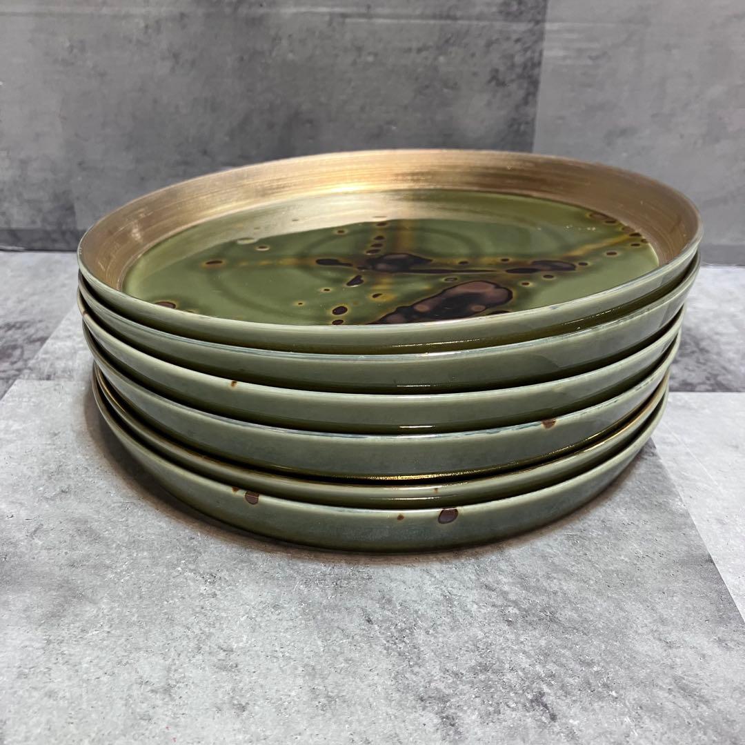 有田焼｜玉響 プレート 20cm（ゴールド）｜陶器｜モダン　和食器　6枚セット