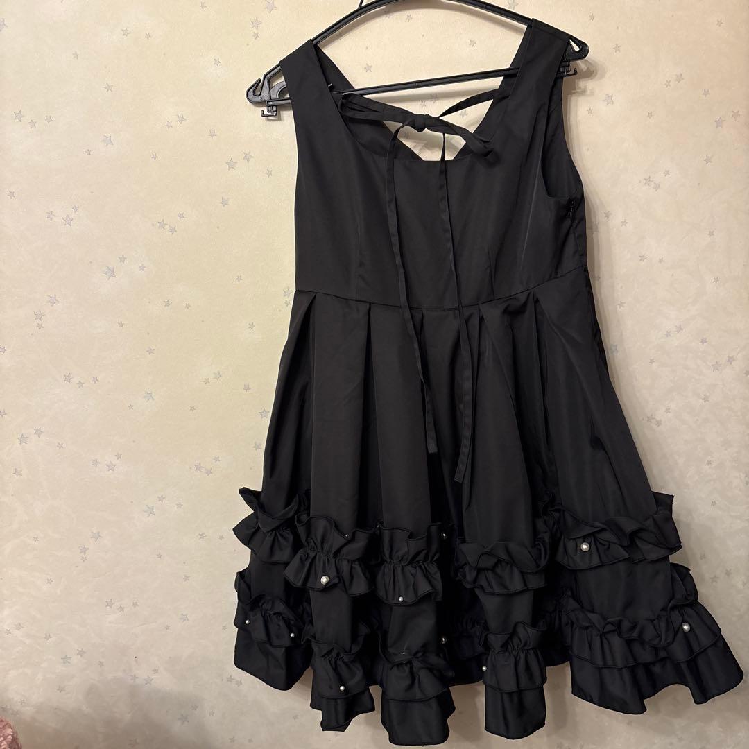 CALNAMUR ミニフリルノースリーブワンピース 黒 藤田ニコル