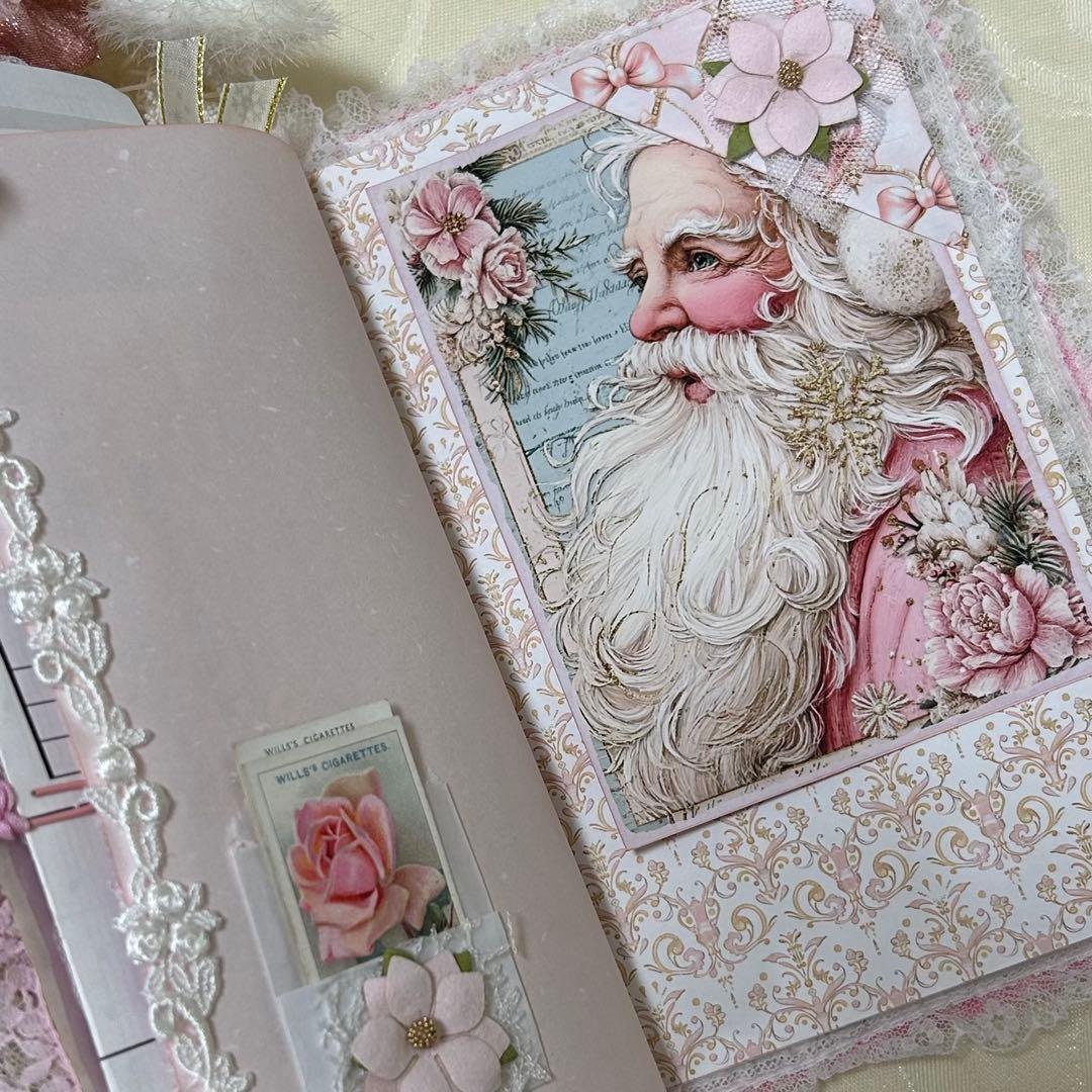 薔薇とレースのジャンクジャーナル・雑記帳　ピンクのMerry christmas