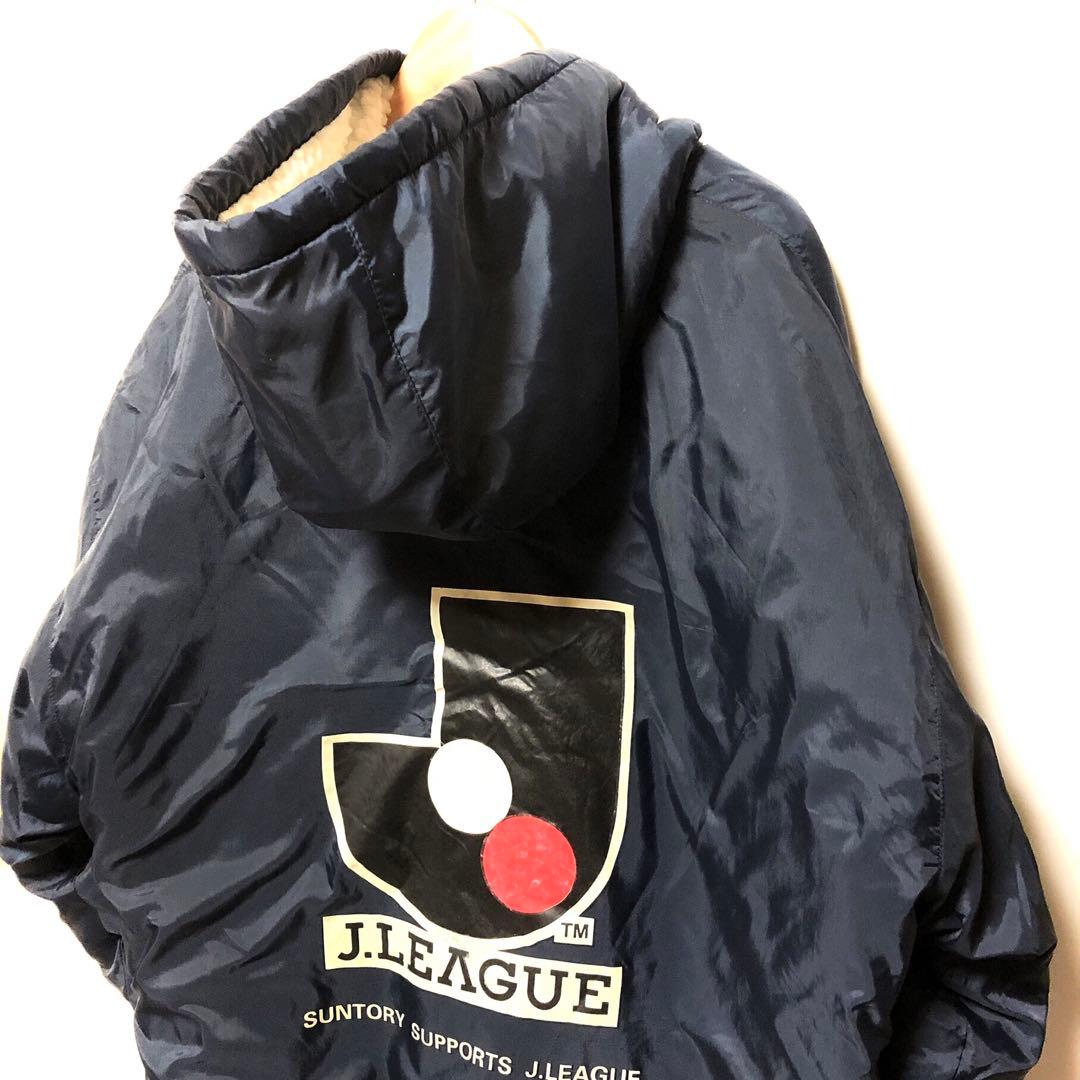 レア■ Jリーグ初期ベンチコート■濃いネイビー・L相当・裏ボア・サッカー・当時物