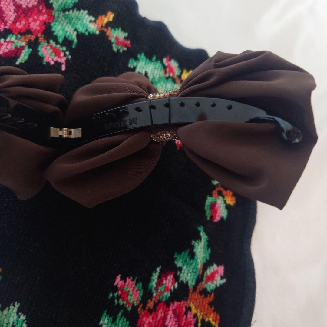 コンプレックスビズ　ラフィネリボン バナナクリップ(ブラウン)