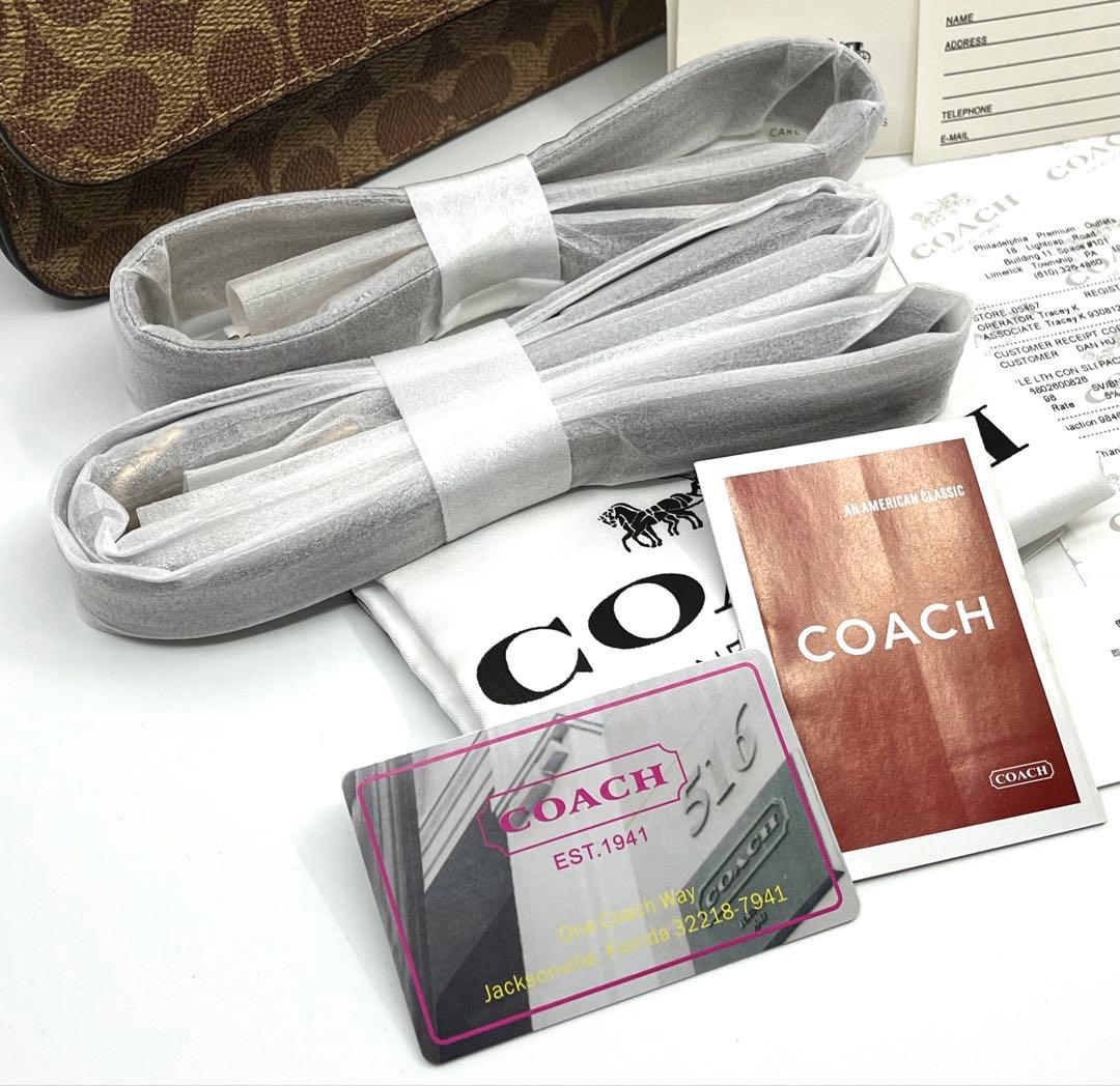 【新品・未使用】COACH フラップ ショルダーバッグ ブラウン シグネチャー