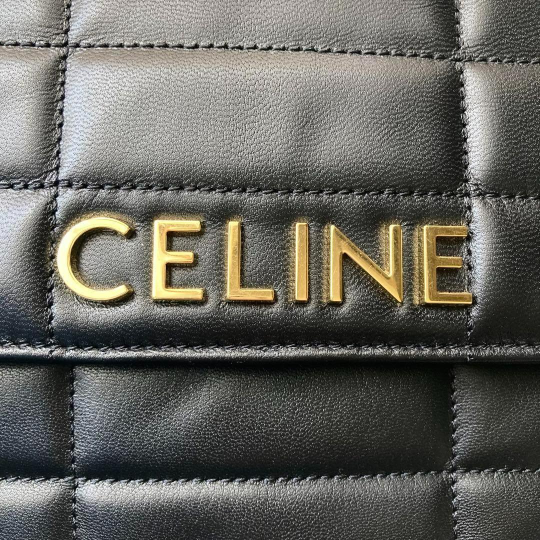 極美品 セリーヌ マトラッセ モノクローム チェーン ショルダーバッグ