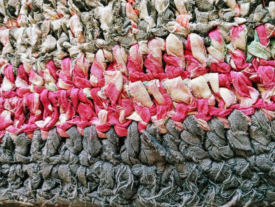 レア美品　昔の針編みの襤褸のフリークロス　敷物