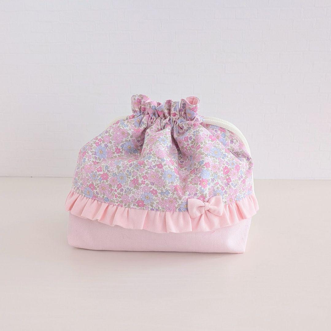 図書袋ショルダー　うさぎ刺繍ヌビ　通園バック　お弁当トートバッグ　お弁当袋