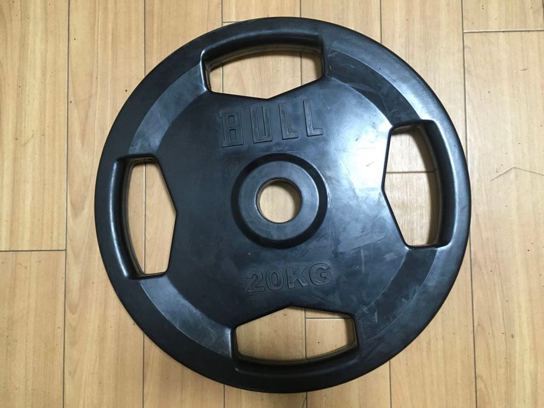 ② BULLオリンピック バーベルプレート20kg x 1枚 ラバープレート