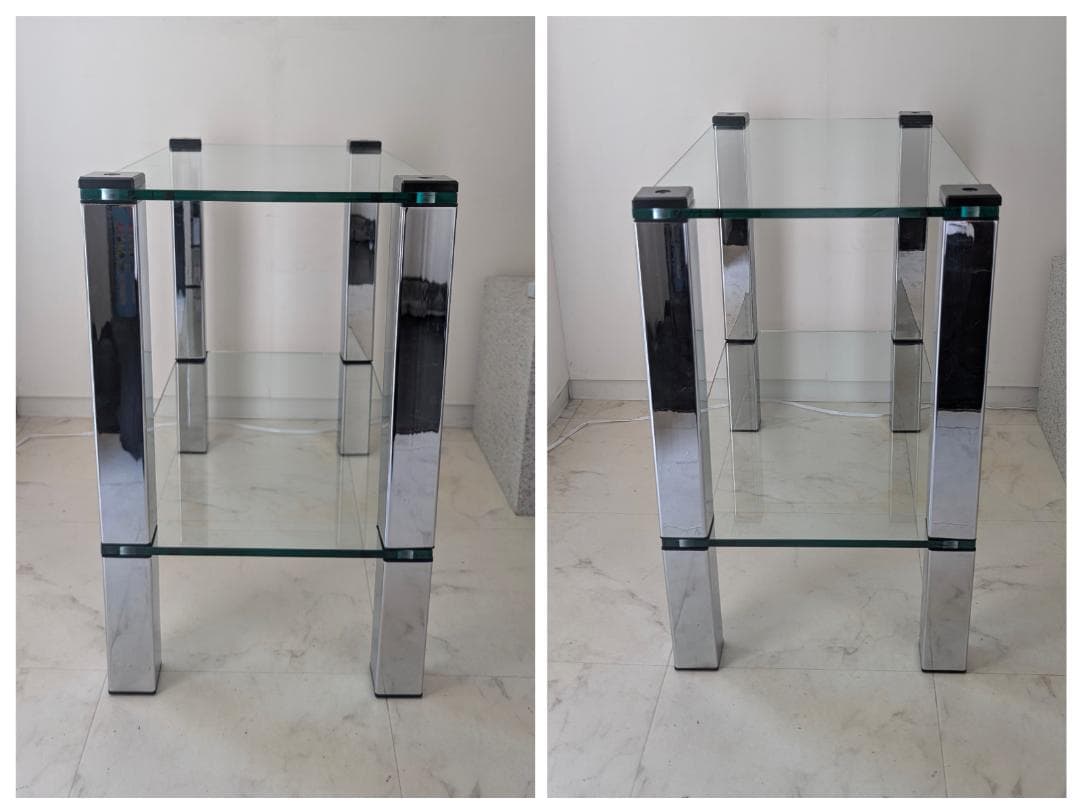 90s ヴィンテージ ガラス シェルフ スタイリッシュ モダン