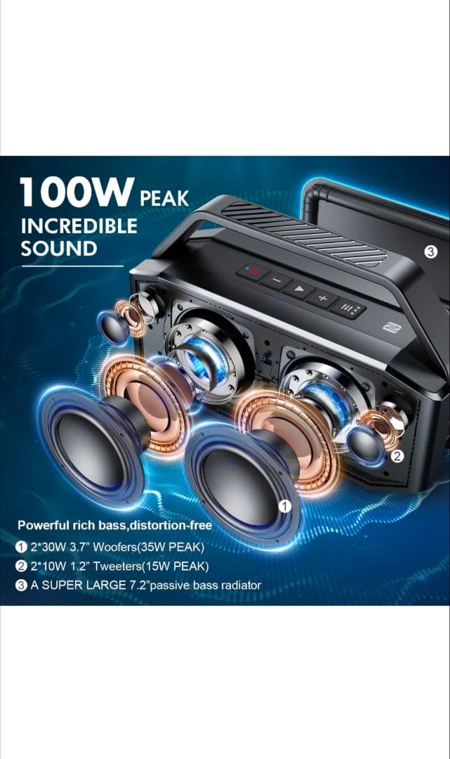 W-KING 60W RMS 100Wピーク、スピーカー bluetooth