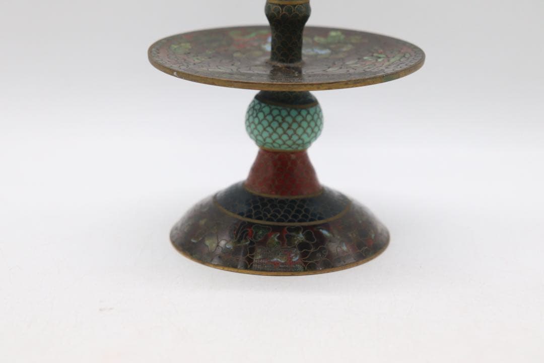 中国　七宝焼　燭台　送料込み251015