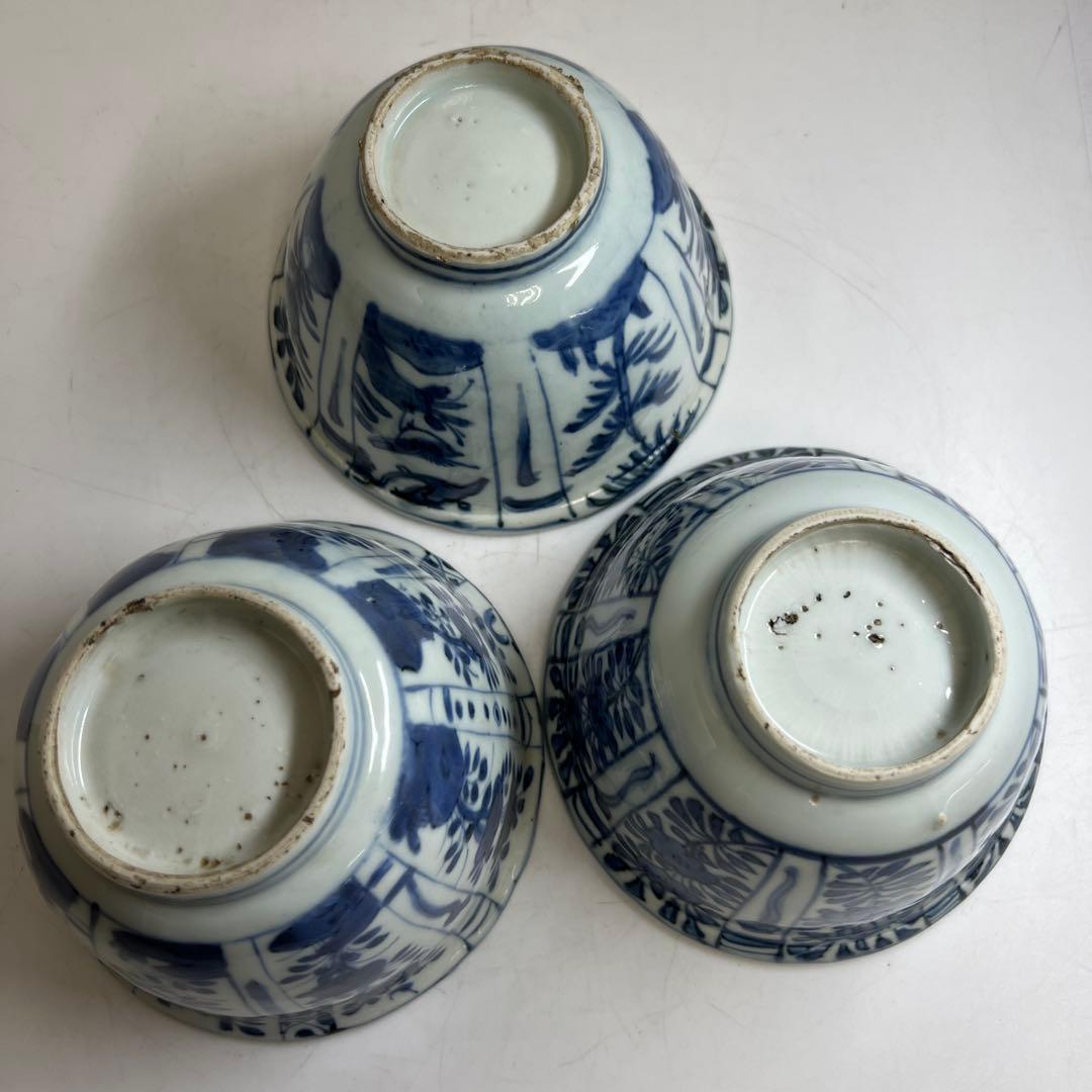 中国明時代　古染付芙蓉手鉢5客　木箱付　口径約13㎝　東Y8-0128☆2F