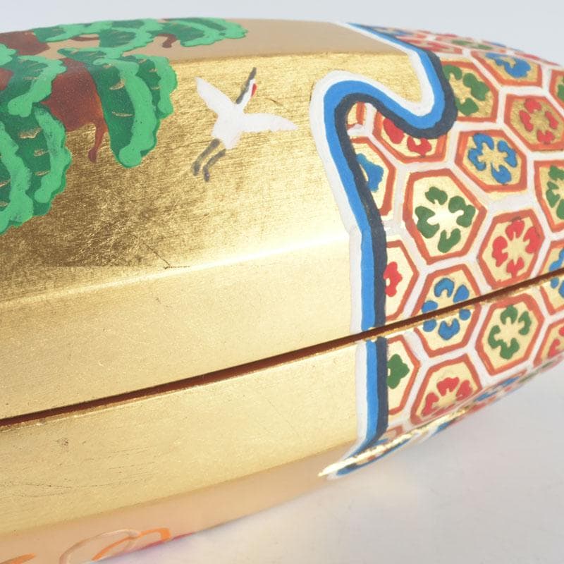 aoi　島津有職庵作　本金箔京彩　ぶりぶり香合　共布共箱　V　9488