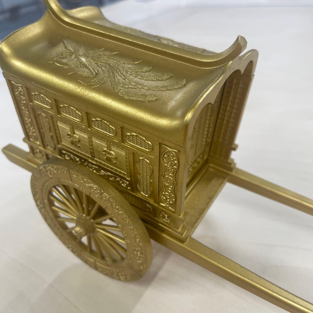 【美品】竹 翁斎　御所車　黄金御所車 鳳凰 金メッキ ガラスケース付　光る君へ