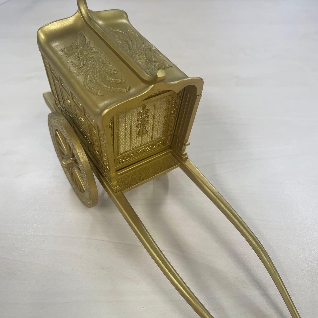 【美品】竹 翁斎　御所車　黄金御所車 鳳凰 金メッキ ガラスケース付　光る君へ