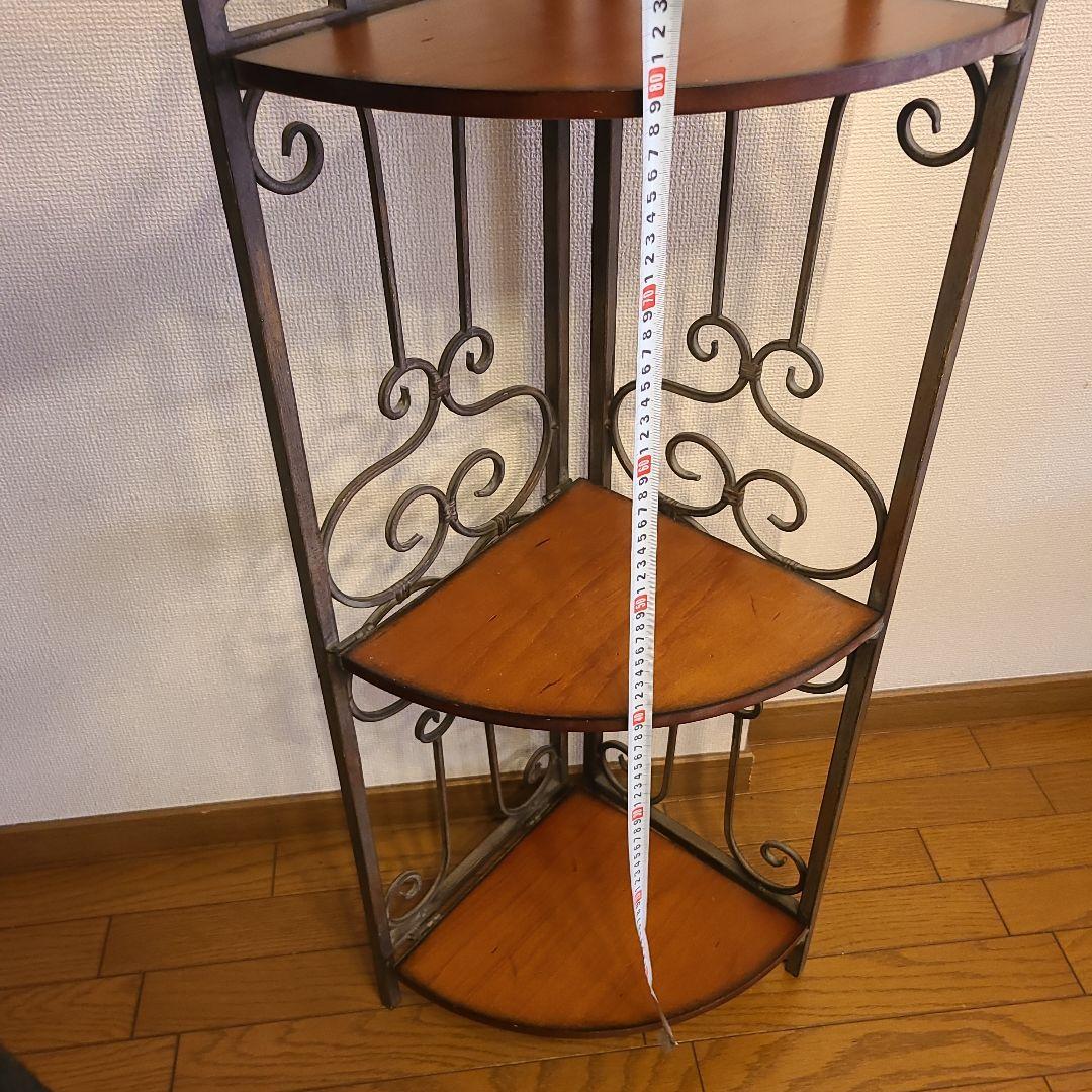 アンティーク調　折り畳み式　コーナーシェルフ