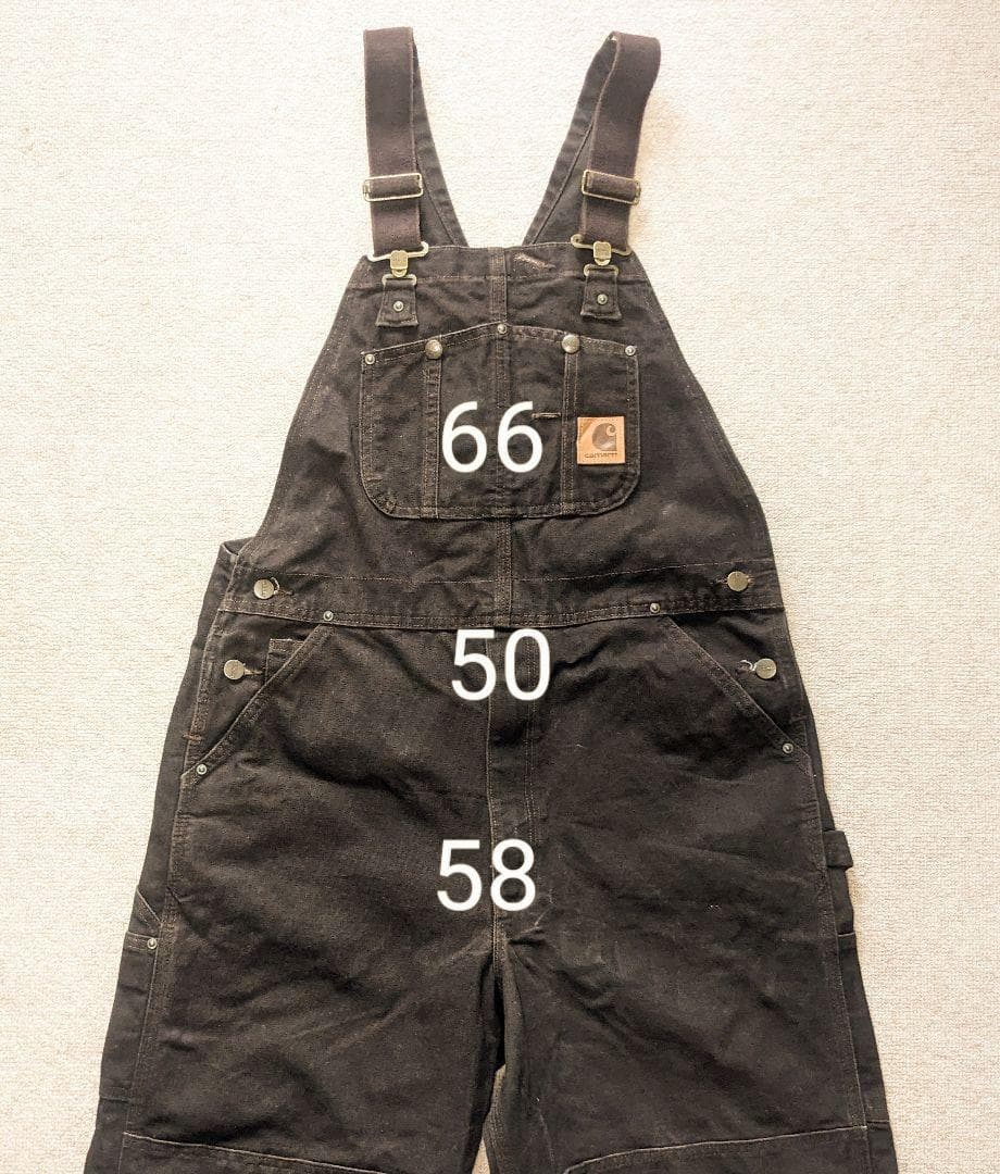 美品 カーハート オーバーオール ダック ダブルニー W36 ダークブラウン