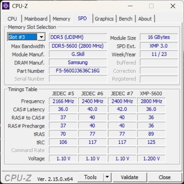 DDR5 16GB 2枚32GB F5-5600J3636C16GX2-RS5W