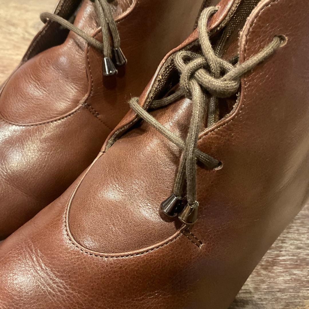 美品！アシックス ペダラ サイドジップ ブーツ 23.5cm 茶 ブラウン