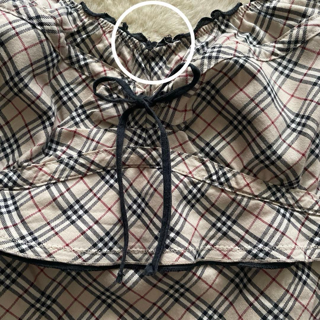 希少バーバリーブルーレーベルキャミソール　バーバリーノヴチェック　リボン y2k