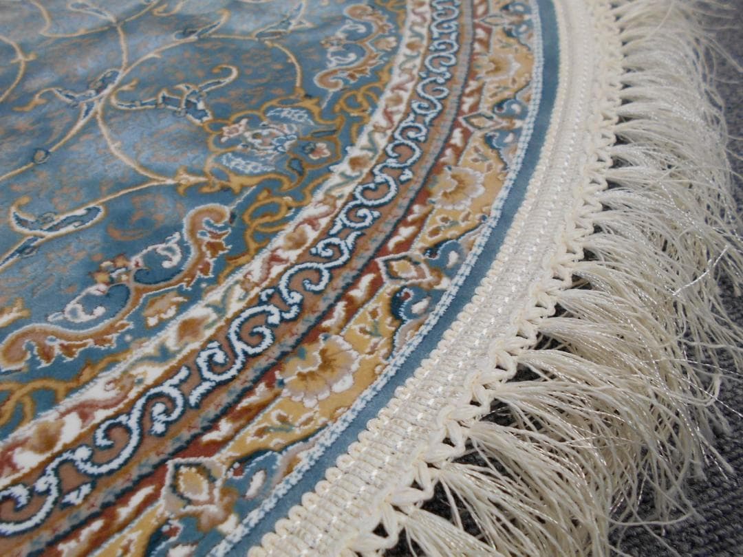 立体柄、144万ノット！高密度、本場イラン産 絨毯！円形200cm-200621